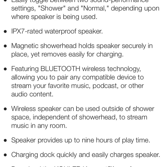 NWT KOHLER Showerhead and BLUETOOTH Speaker - Polished Chrome - Picture 14 of 16